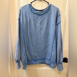 Zenana Mineral Wash Exposed Seam Terry Knit Long Sleeve